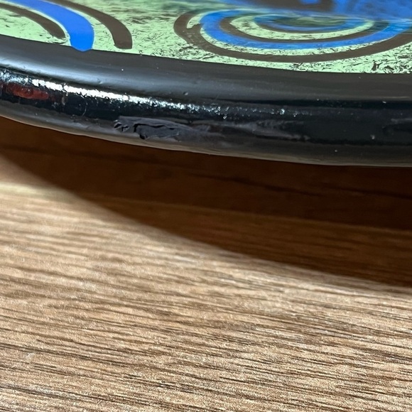 Mexican Terracotta Clay Pottery Kokopelli Hand Painted Folk Art Wall Plate 12” - Picture 9 of 10